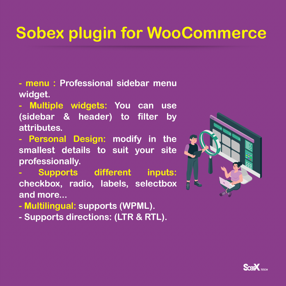 Sobex tech plugin | create professional menu (categories) , sidebar & header widget filter for WooCommerce .